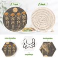 thumbnail image 4 of Yayeee 6 PCS Drink Coasters with Holder Set Woven Absorbent Round Tabletop Hot Pad, Beige Halloween Skeleton, 4 of 7