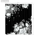 thumbnail image 3 of Black Floral Shower Curtain 72Wx84H Extra Long White Gray Blossom Roses Urban Unique Modern Simple Bathroom Decor Waterproof Fabric Home Bathtub Decor 12 Pack Plastic Hooks, 3 of 6