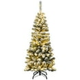 thumbnail image 1 of Gymax 4.5ft Pre-lit Pencil Snow Flocked Pencil Christmas Tree Holiday Decoration, 1 of 10
