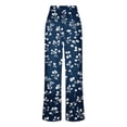 thumbnail image 5 of XUNKUSGA Pants for Women Fashion Faux Denim Floral Wide Leg Pants Classic High Waist Baggy Boyfriends Straight Leg Women's Pants with Pockets,Blue,XL, 5 of 6