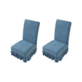 thumbnail image 2 of Cinvoph 2pcs Stretch Knit Chair Cover with Skirt Thickened Home Dining Chair Cover Seat All-Season Chair Covers for Dining Room Restaurant Banquet 18"x23" Dark Blue, 2 of 6