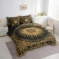 thumbnail image 2 of Manfei Vintae Boho Pattern 7pcs Bedding Comforter Set,Retro Boho Queen Bedding Sets,Gold Black Queen Sheet Sets For Boy Kids,Breathable Home Decor Reversible, 2 of 7