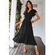 thumbnail image 5 of Vestido PRETTYGARDEN Maxi Negro con Volantes y Escote Cruzado XL, 5 of 7