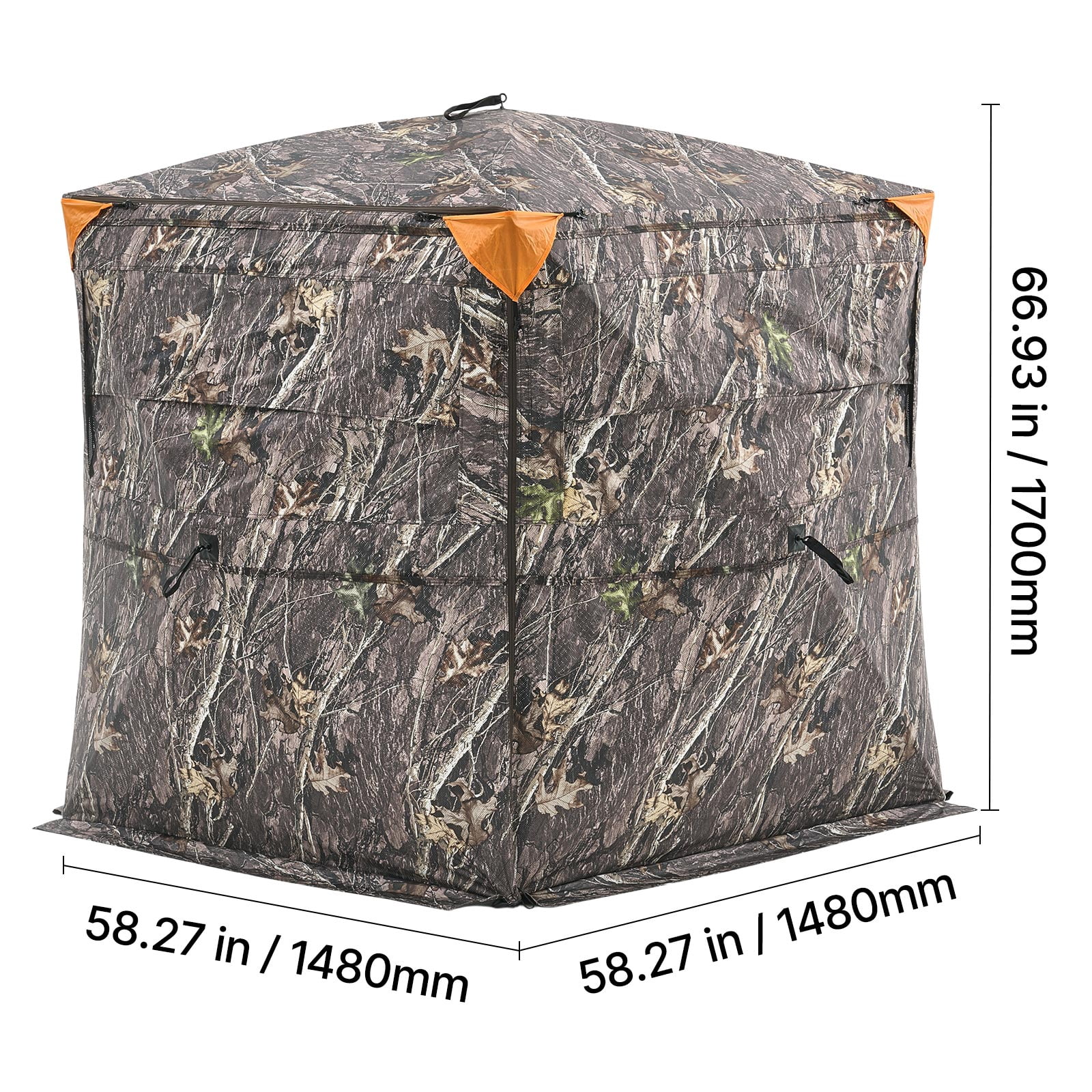 VEVOR Hunting Blind, 2-3 Person See Through Ground Blinds with Carrying Bag, 360 Degree Portable Camouflage Tent, Durable Concealed Shelter with Silent Side Door and Window, for Turkey and Deer