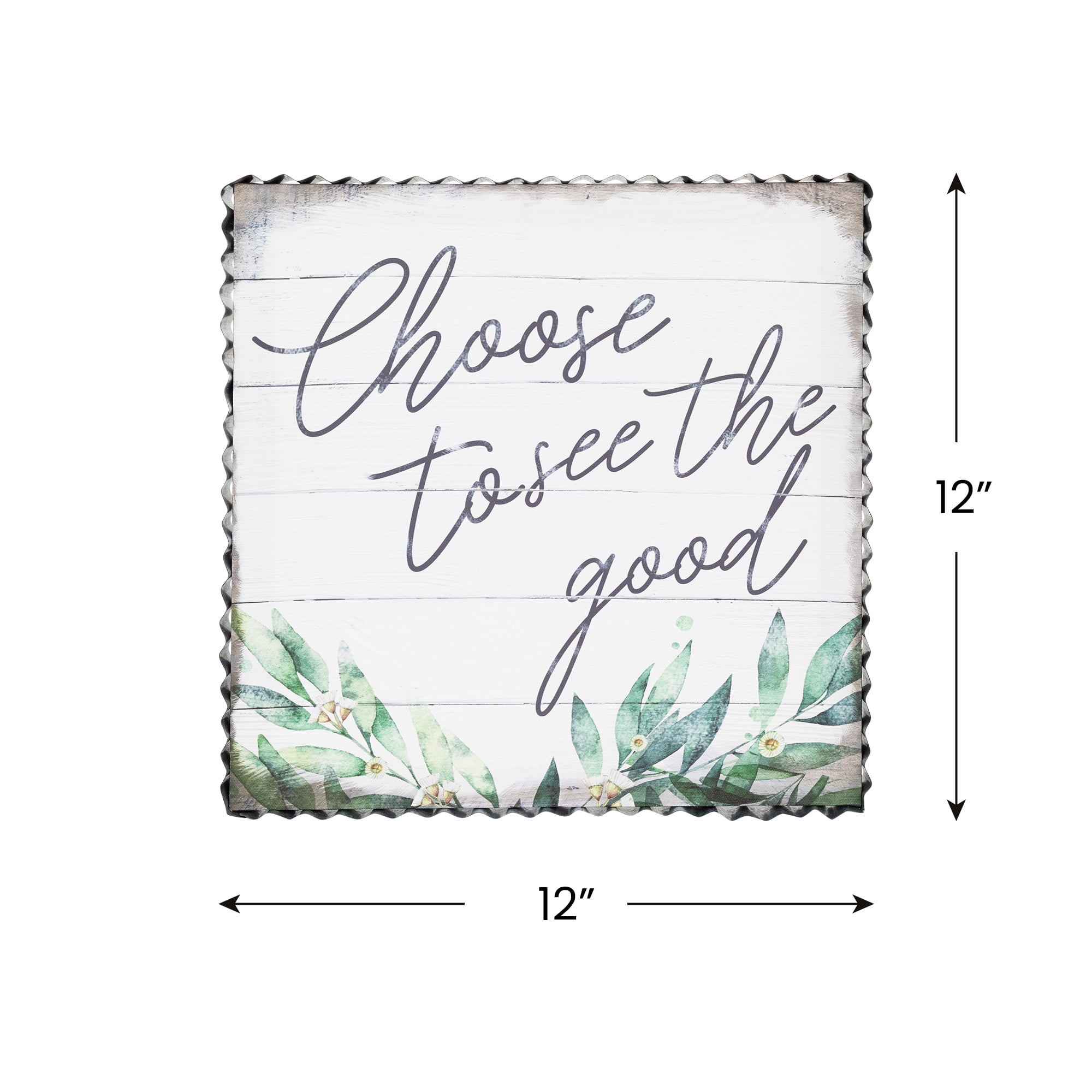 Northlight Choose to See the Good Metal Framed Canvas Wall Sign - 12" x 12" - White and Green