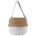thumbnail image 1 of Urban Trends Collection 58908 Cement Distorted Round Pot with Cotton Strap Handle, Brass Rivets & Basket Weave Design Body, Polychromatic - Large, 1 of 1