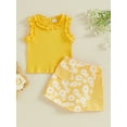thumbnail image 2 of Suealasg Little Girl Summer 2Pcs Outfits Set Sleeveless Round Neck Ribbed Tank Tops Daisy Shorts 1T 2T 3T 4T Toddler Baby Girl Beach Party Clothes, 2 of 7
