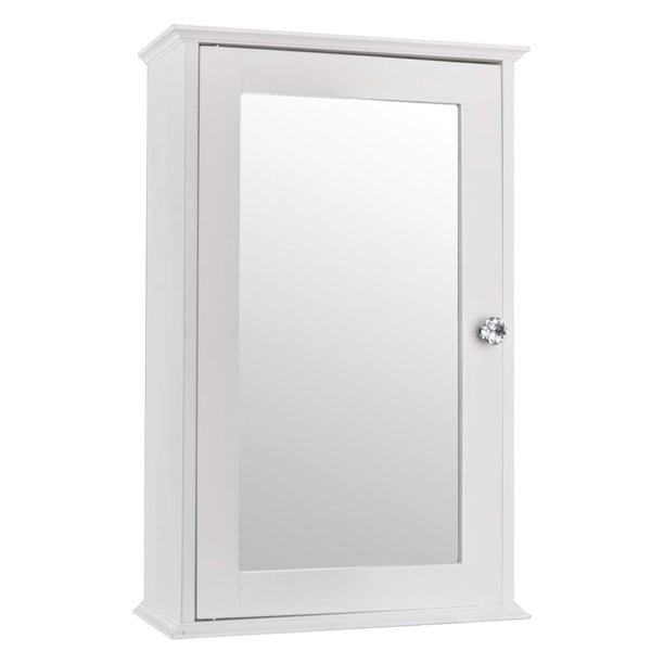 Armario de pared con un espejo, puerta única, organizador de almacenamiento multiusos, estantes, muebles para el hogar, acabado blanco brillante