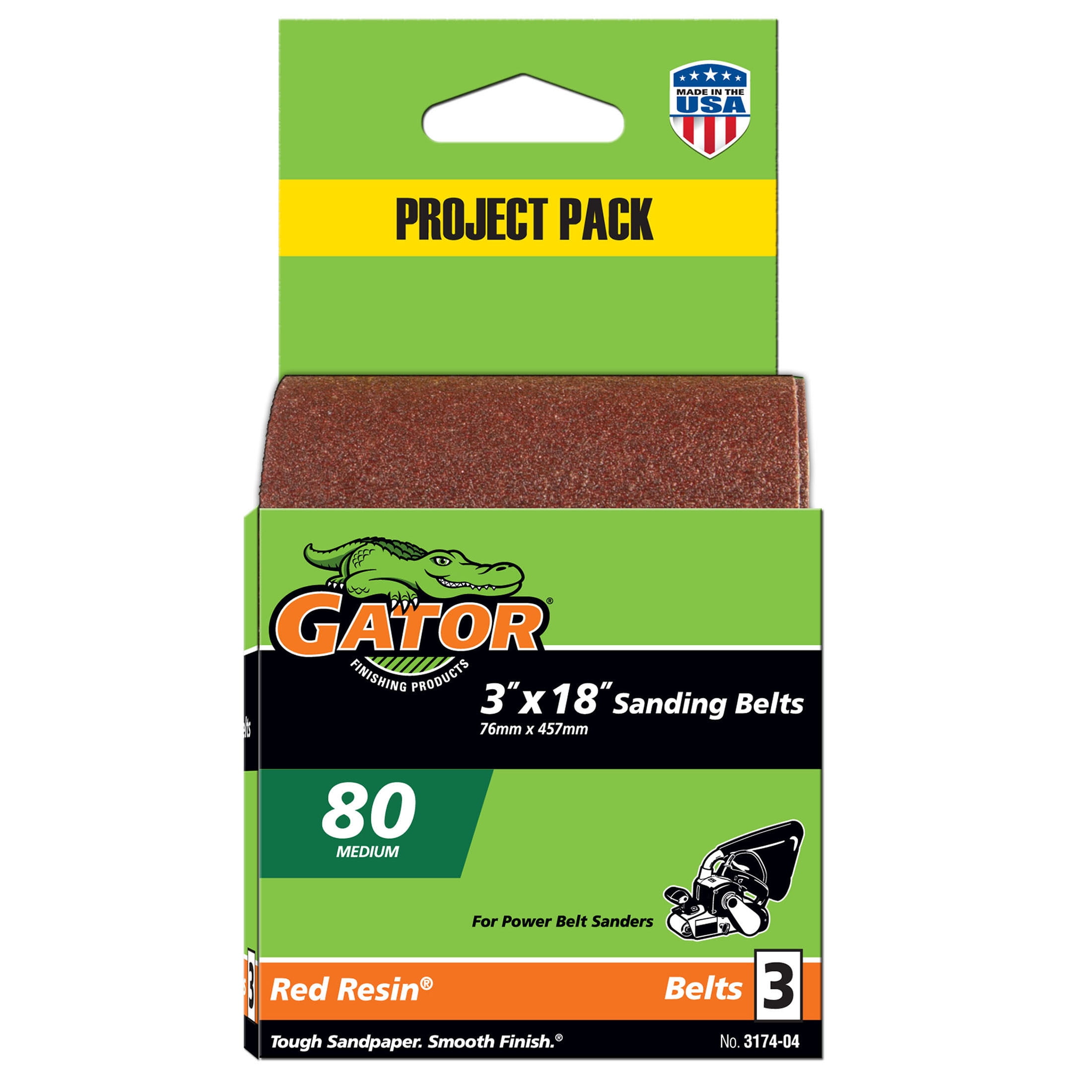 (2 pack) Gator 317404GA 3 in x 18 in Medium 80 Grit Sanding Belts, 3 Pieces