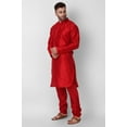 thumbnail image 4 of SKAVIJ Art Silk Kurta Pajama Set for Men Indian Wedding Party Wear Dress (x-Large, Red), 4 of 6