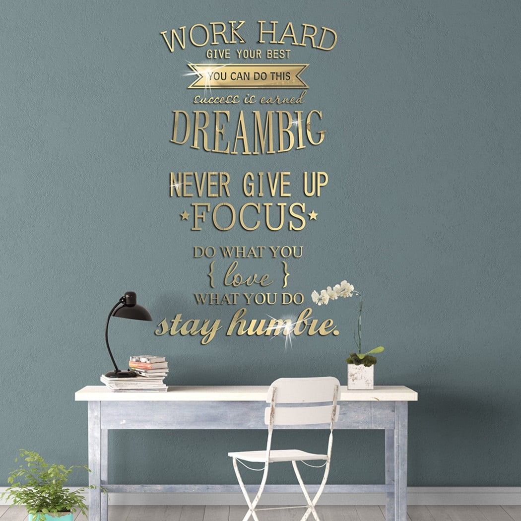 Never Give Up Vinyl Wall Mirror Decal Room Decor Sticker Motivation Quote SL 