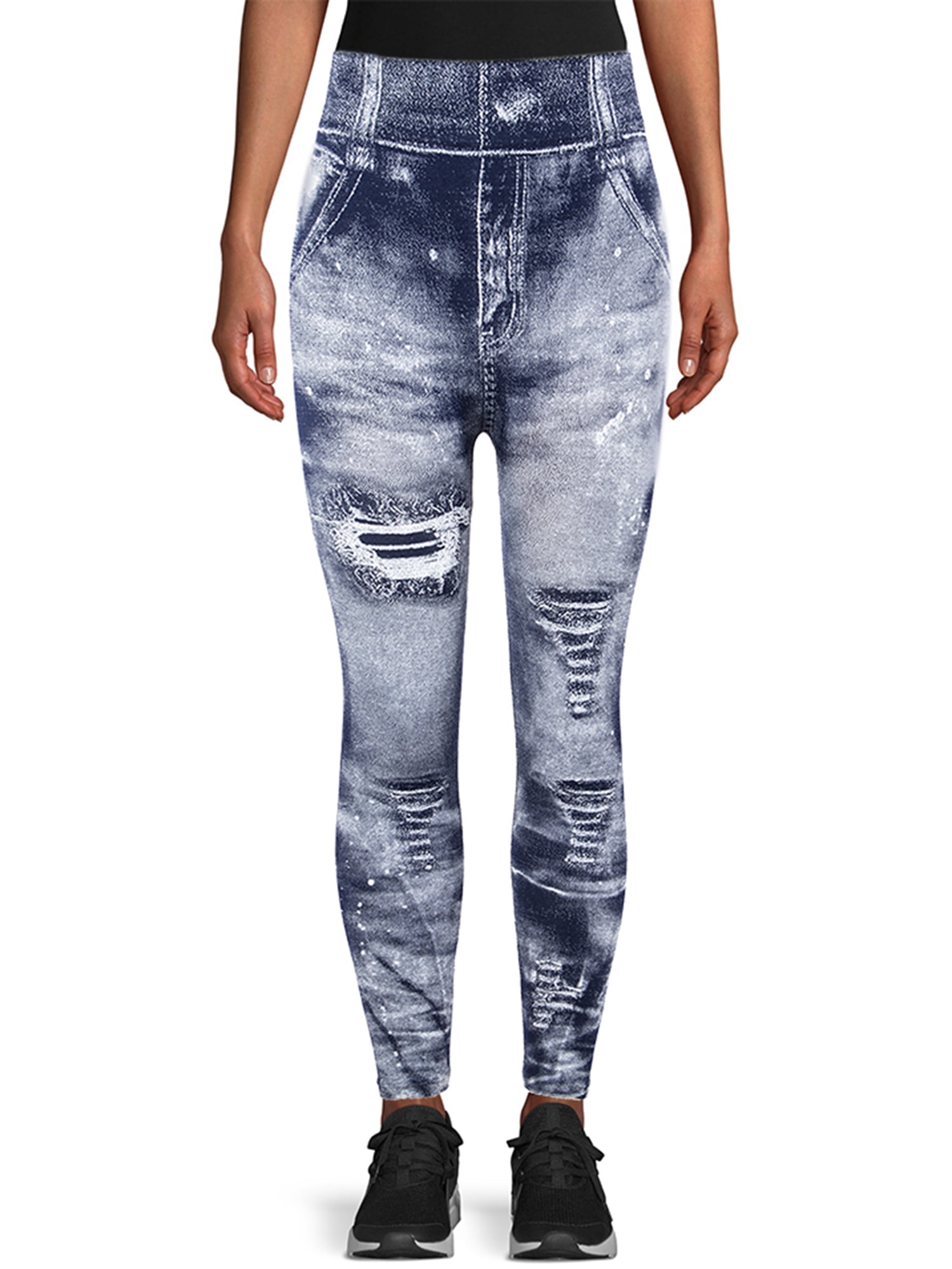 Women High Waist Imitation Distressed 