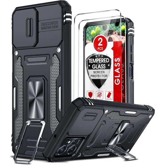 LeYi Black Back Cover with Slidable Camera Lens Cover for Moto G Power 2023