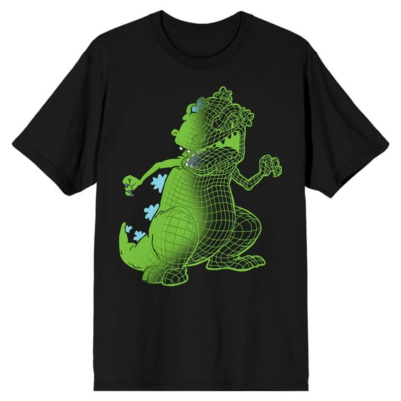 Nick '90s Wire Frame Reptar Crew Neck Short Sleeve Men's Black T-shirt-XXL