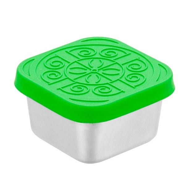 Recipiente de acero inoxidable para aperitivos, a prueba de fugas, para salsas con tapas de silicona, 60 ml, para condimentos, para aderezos de ensaladas y salsa de tomate.