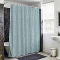 thumbnail image 6 of Xipuska Vintage Haze Blue Shower Curtain - Water Repellent Fabric Shower Curtains Washable, Farmhouse Retro Solid Color Linen Texture Decorative Cloth Bathroom Curtains Modern Bath Decor 72"x78", 6 of 6