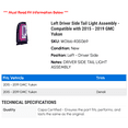 thumbnail image 2 of Left Driver Side Tail Light Assembly - Compatible with 2015 - 2019 GMC Yukon 2016 2017 2018, 2 of 2
