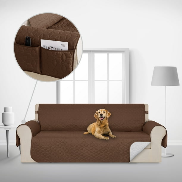 Deconovo Funda de sofá resistente al agua, 1 unidad, color marrón café, 172 cm de ancho x 190 cm de largo, reversible, con 3 cojines, para mascotas y niños