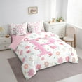 thumbnail image 3 of Manfei Monogrammed P Theme 7-Piece Twin Bedding Sets,Pink Kawaii Flower Bedding Comforter Set,Cartoon Floral Daisy Sheet Sets For Girl Teens,Ultra Soft Bedroom Decor Reversible, 3 of 8