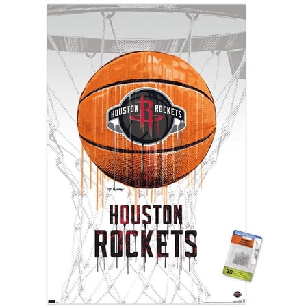 NBA Houston Rockets - Drip Basketball 21 Wall Poster with Pushpins 22.375 x 34