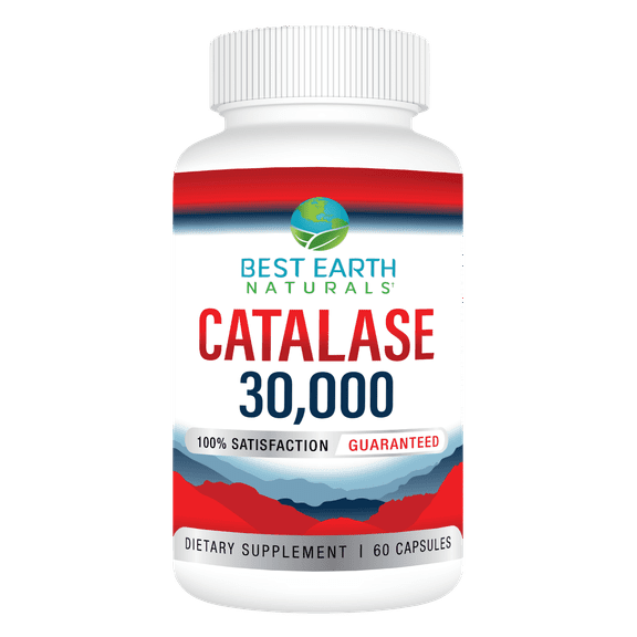 Catalase 30,000 by Best Earth Naturals, Pure Catalase Antioxidant Enzyme for Men and Women, 60 Count
