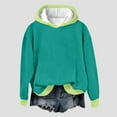 thumbnail image 2 of Xudanell Sweat Shirts for Womens Warm Pullover Top Color Block Sweatshirt Vintage Drop Shoulder Hoodie Oversized Mint Green XXL, 2 of 5