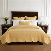 Calla Angel 99-SORP-OV57 Sage Garden Luxury Pure Cotton Quilt, 108" x 95", Gold, King,