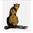 thumbnail image 3 of Wildlife Shower Curtain, Stylized Sketch Leopard Dangerous Carnivore Wildcat with Shadow, Fabric Bathroom Set with Hooks, 69W X 75L Inches Long, Black White and Marigold, by Ambesonne, 3 of 3