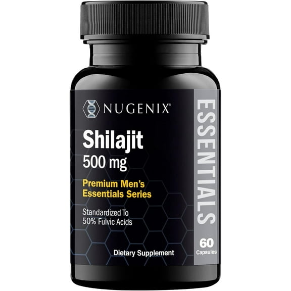 Nugenix Essentials Shilajit Supplement - 500mg, Standardized to 50% Fulvic Acids, 60 Capsules