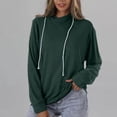 thumbnail image 2 of Womens Tops Solid Color V Neck Loose Drawstring Hooded Sweat Casual Trendy Soft Plus Size Breathable Going Out Shirts (Small, Army Green), 2 of 7