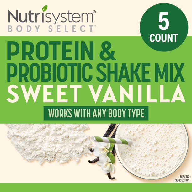 Nutrisystem Body Select Sweet Vanilla Protein & Probiotic Shake Mix, 1.