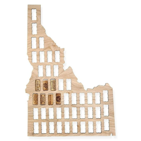 Torched Idaho Wine Cork Hold Map Wall Mount Decor 24"x18"x0.25"