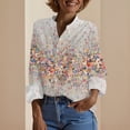 thumbnail image 4 of Floral Linen Shirt for Women Spring Summer Boho Front Button Down Tops Vintage Casual Long Sleeve Oversized Tees Top, 4 of 6