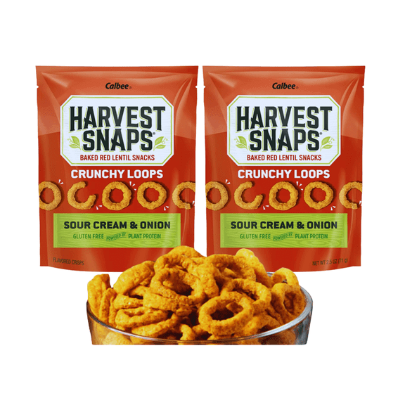 FSSTAM Baked Red Lentil Snacks Crunchy Rings Sour Cream & Onion Flavored Snack Crisps, Baked Not Fried, Real Veggies, Gluten-Free, Plant Protein, 2.5 oz, 2 Packs