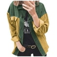 thumbnail image 2 of IROINNID Women's Short Shacket Jacket Stripes Long Sleeve Casual Stripe Patchwork Long Cardigan Tops jjj, Green, 2 of 7