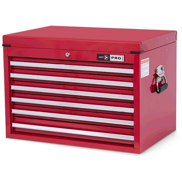 JET PRO Series Mechanic's Chest - Heavy Duty Tool Box Storage Cabinet with Lock Key, 6 Drawers & Top Tray - 26 x 18 Inch