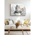 thumbnail image 5 of Grey Christmas Canvas Print Wall Art Framed Canvas Art Wall Decor Snow Hat Snowman Merry Christmas Pictures Painting Morden Artwork for Living Room Bedroom, Ready to Hang - 16"x20", 5 of 6