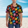 thumbnail image 2 of Disketp Rainbow Colorful Maple Leaves Hawaiian Shirts for Men,Mens Casual Short Sleeve Button Down Shirts Beach Shirt,XX-Large, 2 of 7