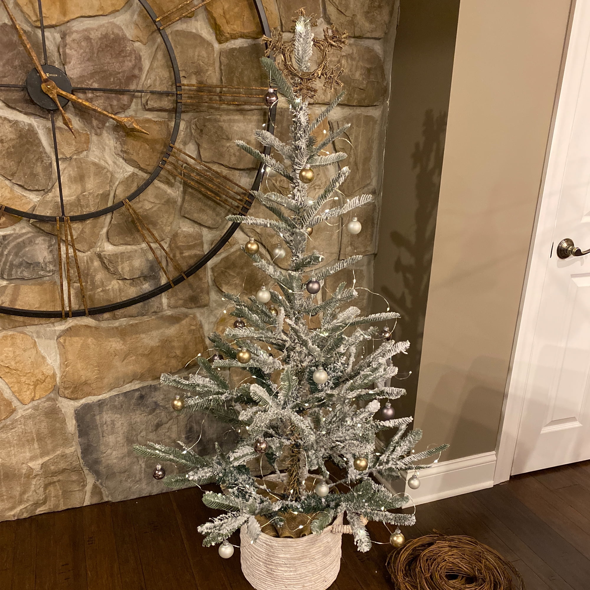 4.5' Flocked Noble Fir Artificial Christmas Tree - Unlit
