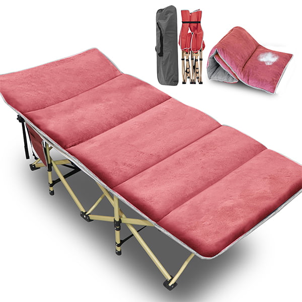 REDCAMP Extra Long Kids Cot for Camping Sturdy Steel Folding Toddler Cot Bed for Travel Sleeping Wine Red 53x29 Portable with Carry Bag 