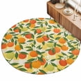 thumbnail image 2 of Large Round Rug 8Ft, Green Orange Non-Slip Washable Circle Rugs Carpet, Summer Botanical Leaves Watercolor Checkered Indoor Outdoor Rug Floor Mats Throw Runner for Bedroom Living Room Bathroom, 2 of 8