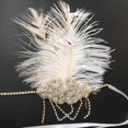 thumbnail image 4 of Dalazy 1920s Vintage Rhinestone Flapper headband Headpiece with White Feather, 4 of 9