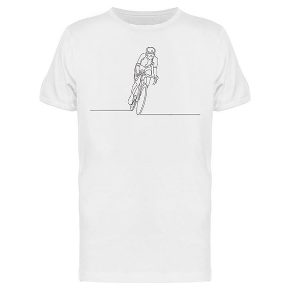 Line Draw Cyclist Athlete T-Shirt Men -Image by Shutterstock, Male XX-Large