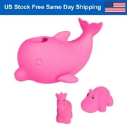 Dolphins Bath Spout Cover Bathroom Faucet Cover Baby Bathtub Toys Soft Silicone-Pink(with 2 free gifts)