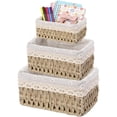 thumbnail image 1 of Juego de Cestas de Almacenaje, 3 Piezas Canastas Organizadoras sin Tapa, Cestas de tejidas a mano para almacenamiento para Diseño Decorativo para Hogar y Dormitorio (Beige), 1 of 4