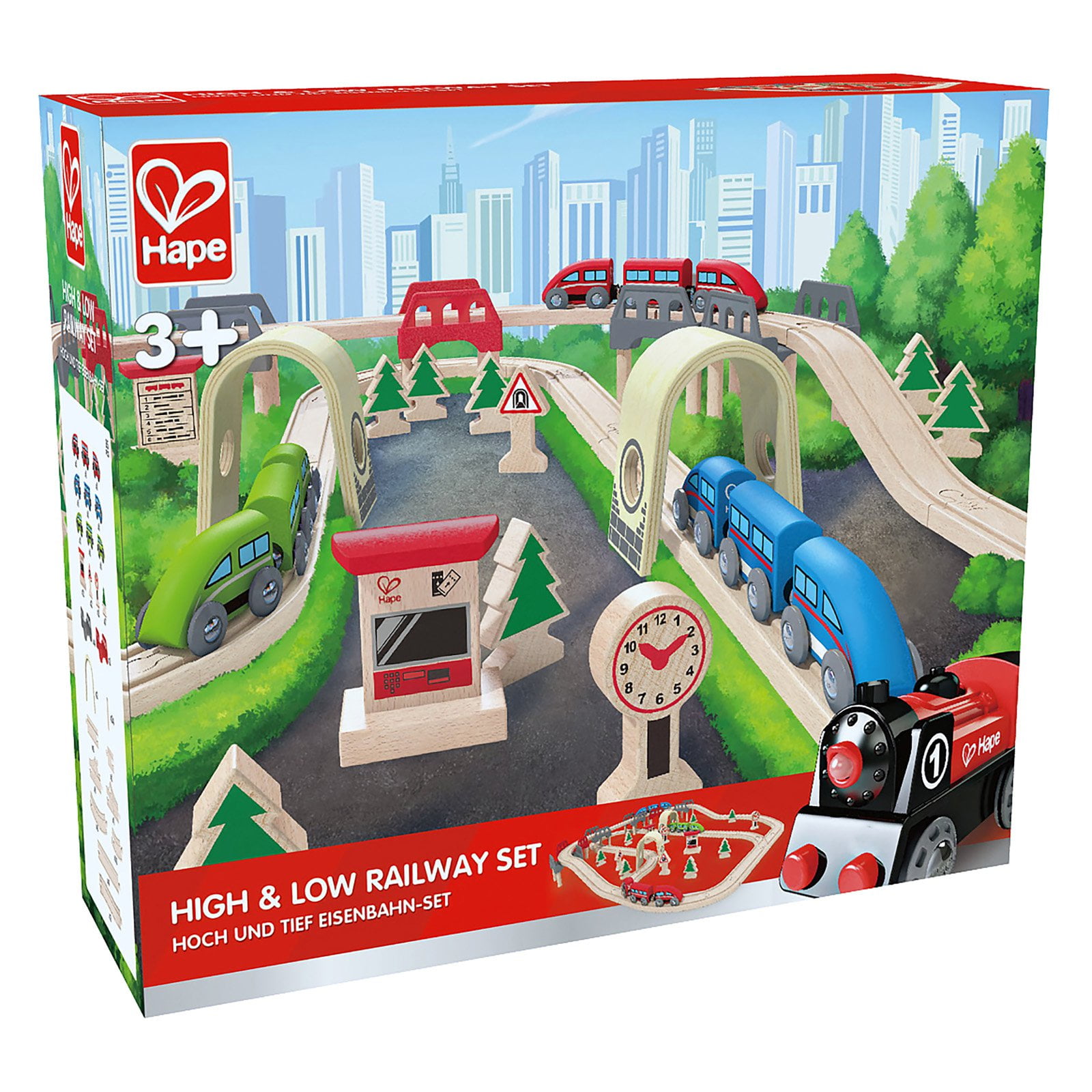 Hape high and store low railway set