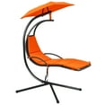 thumbnail image 5 of Patiojoy Outdoor Hanging Chaise Lounge Chair Floating Chaise Swing Lounger w/Canopy & Cushion Orange, 5 of 6