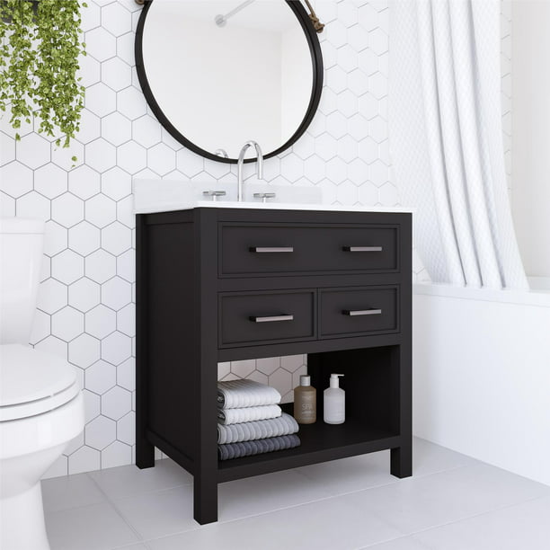 Dhp Maine 30 Inch Bathroom Vanity With, 38 Bathroom Vanity Top With Sink And Toilet Paper Holder