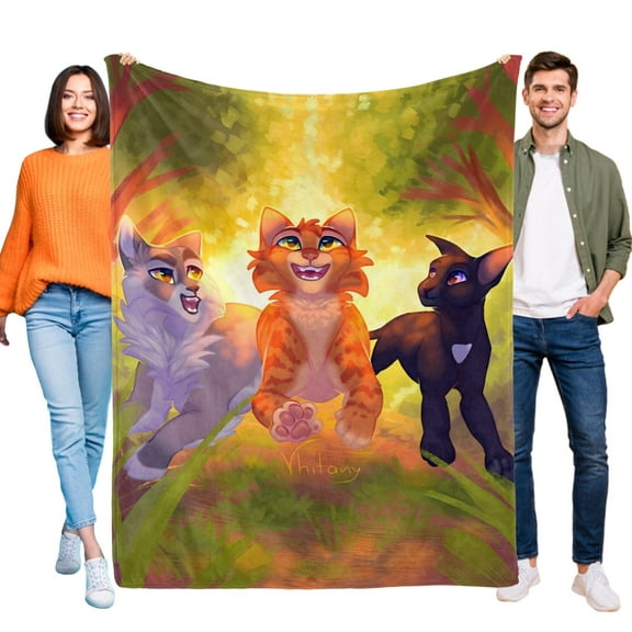 Warriors Cats Flannel Blanket Fun and Cozy Throw Blanket Perfect for Bedroom Playroom or Travel Ideal Gift for Boys and Girls 30"x40"
