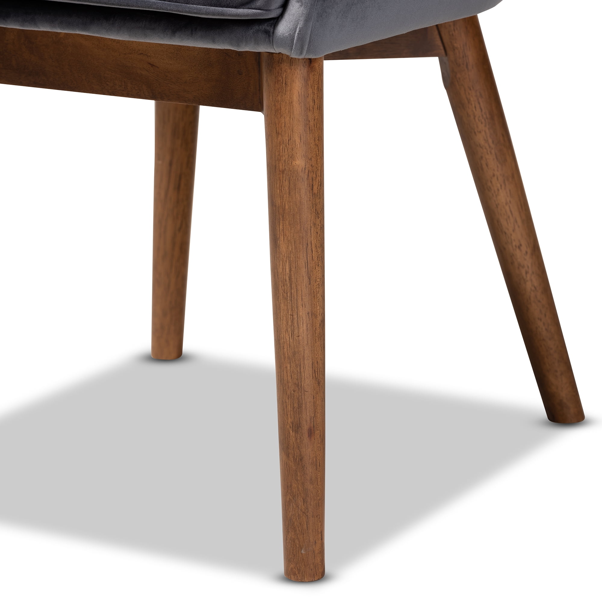 Baxton Studio Gilmore Modern and Contemporary Grey Velvet Fabric Upholstered and Walnut Brown Finished Wood 2-Piece Dining Chair Set Set